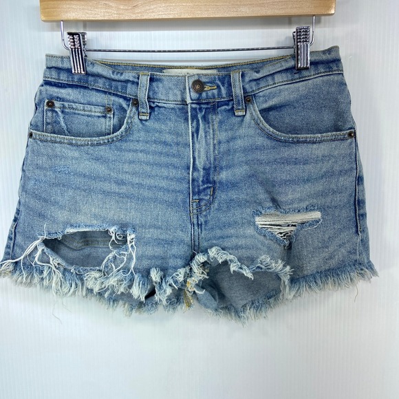 Abercrombie & Fitch Pants - Abercrombie Fitch Mid Rise Boyfriend Short Blue Denim Jean Cut Off Womens 27 4R